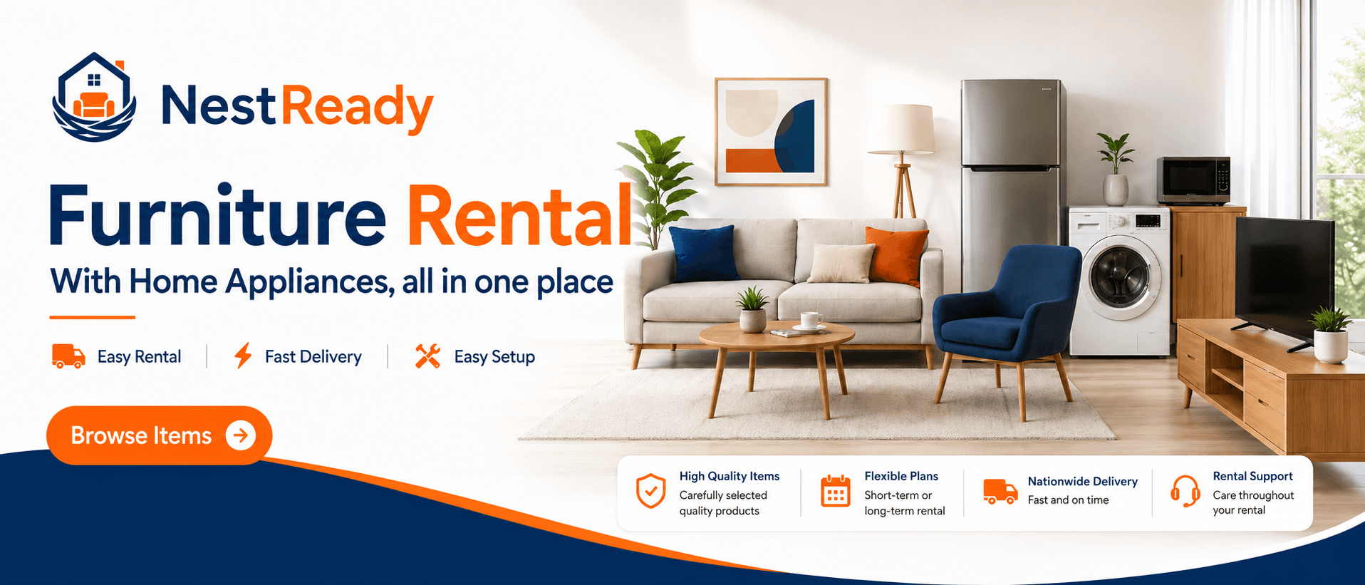 NestReady furniture rental service banner